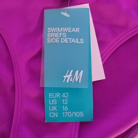 H&M NWT Purple Pleated Bikini Bottoms, Size 12 - Picture 5 of 6
